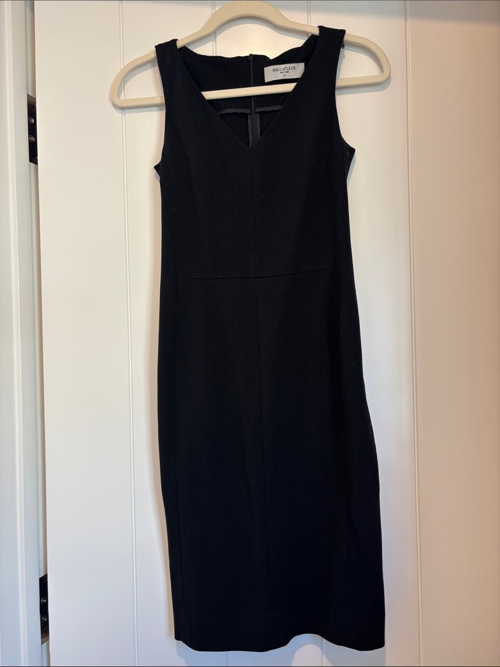 MM Lafleur Black Sleeveless V-Neck Midi Sheath Dress